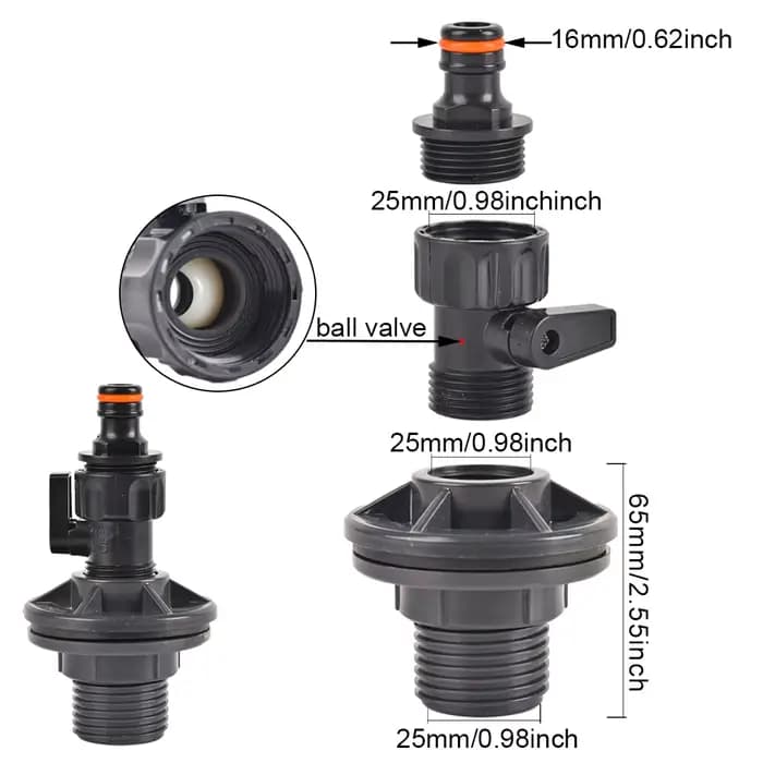 Kit de Valve de robinet de baril de pluie, raccord de cloison de 1/2 3/4 pouces en PVC pour Aquarium