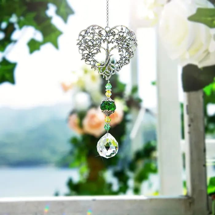 Attrape-soleil en cristal, pendentif arbre de vie, décorations de fenêtre de jardin de maison, tentu