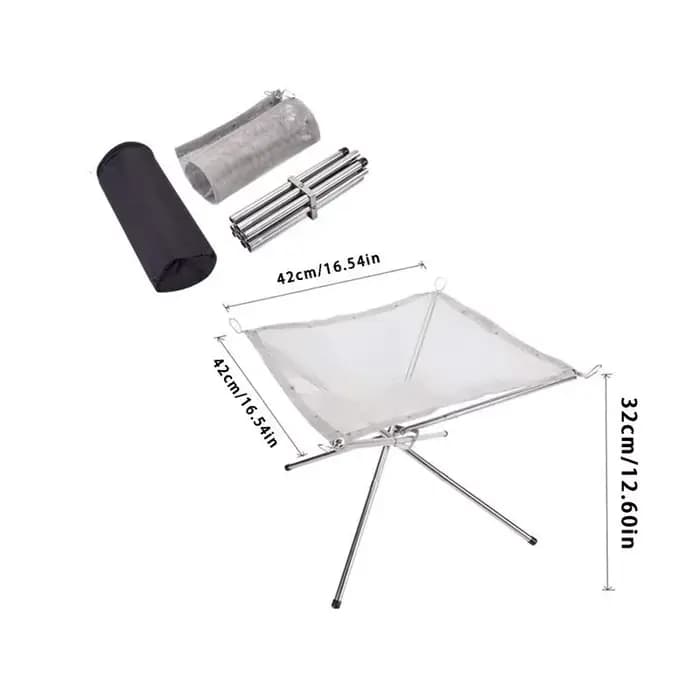 Support de feu de camp pliable en maille, foyer d'extérieur Portable, support de feu de camp pour Ca