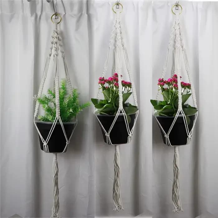 Panier suspendu pour Pot de fleurs tissé en corde de coton, pour jardin, décoration intérieure de pl