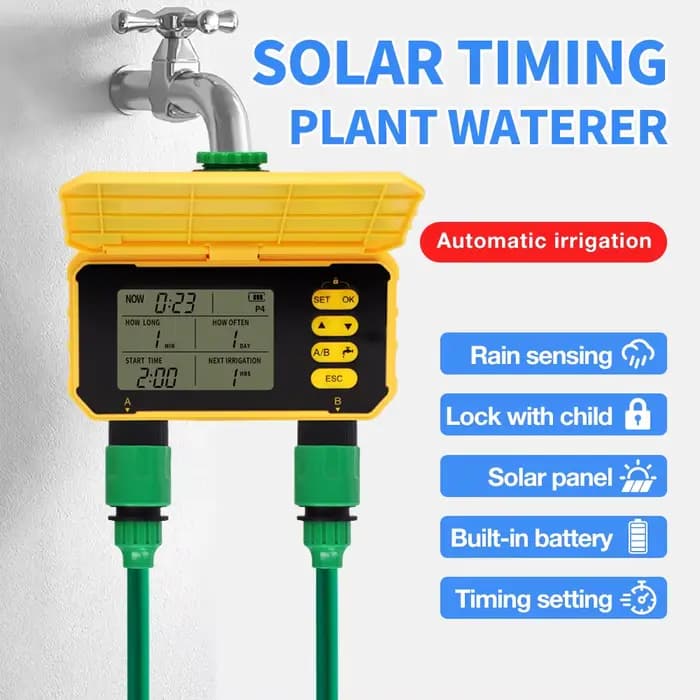 Minuterie d'eau de jardin intelligente WIFI, charge solaire, synchronisation automatique des arroseu