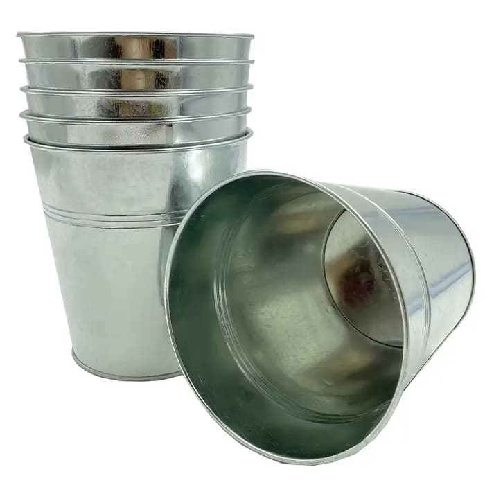 Boîte de 8 jardinières en métal galvanisé, paniers à plantes ronds, adaptés pour cour, balcon, jardi