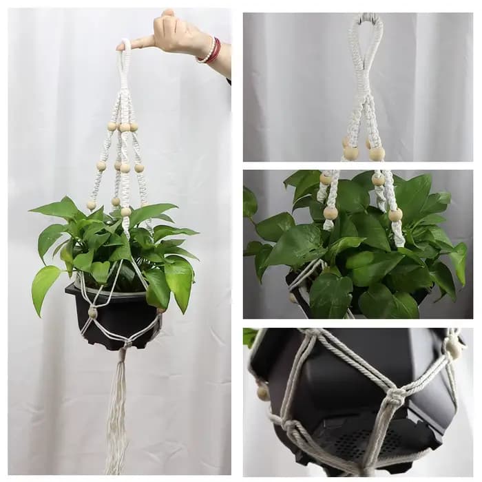 Panier suspendu pour Pot de fleurs tissé en corde de coton, pour jardin, décoration intérieure de pl