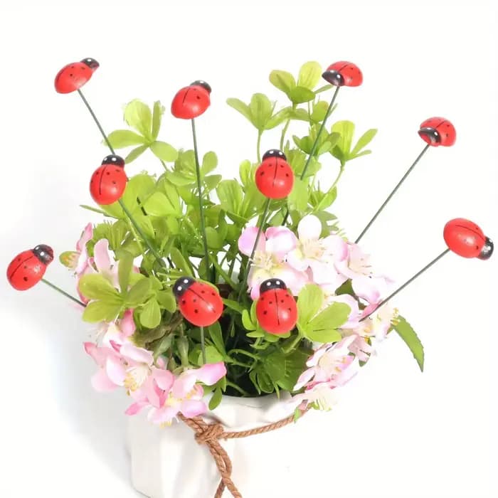 Piquets de jardin décoratifs coccinelle en bois, 10 pièces, décoration de jardin, décor de cour exté