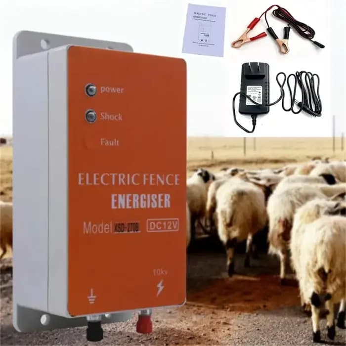 Éneriseur de clôture électrique DC 12V 0.5- 1 joule, pour animaux, bovins, ferme, volaille, chargeur