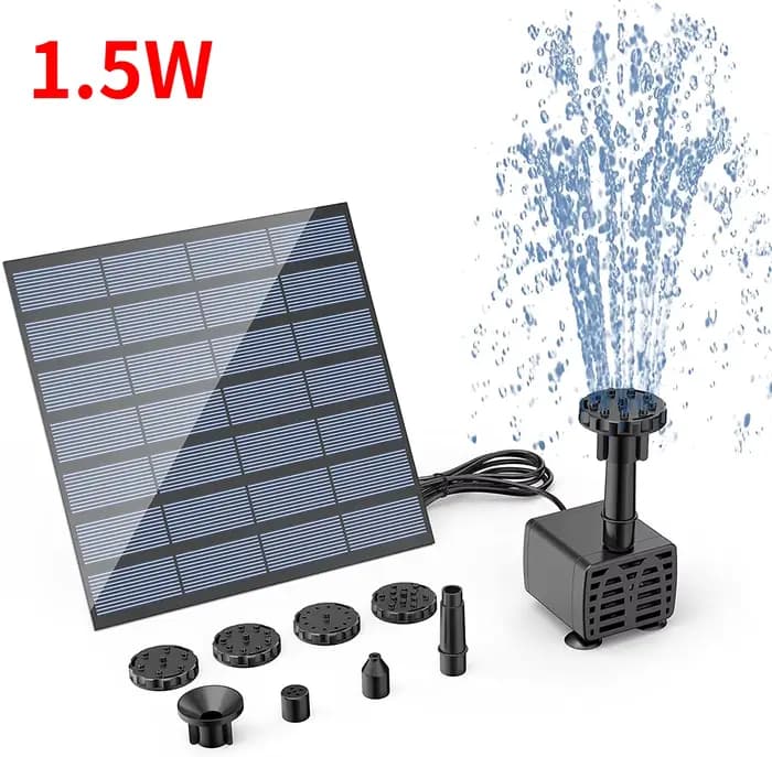 Fontaine solaire 2,5 W, conception divisée avec 6 fontaines et tuyaux d'eau de 4 pieds pour décorati