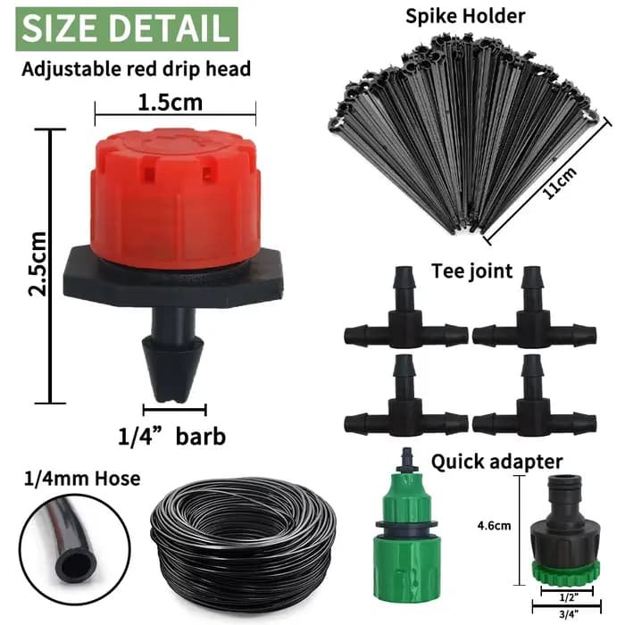 Micro système d'irrigation goutte-à-goutte Portable 20M, arrosage automatique avec goutteurs réglabl