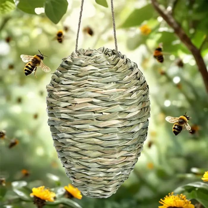 Nid de frelons factice tressé, décoration suspendue pour patio et jardin, répulsif non toxique ﻿