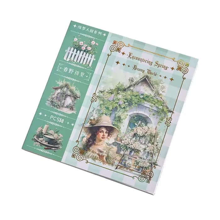 Autocollants pour journal de jardin, livre d'autocollants Washi Junk Journaling de 50 feuilles, four