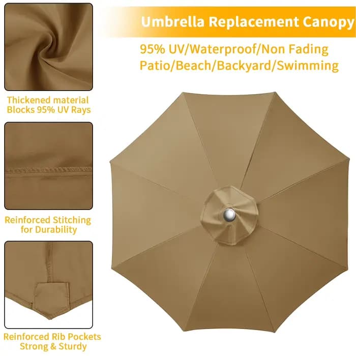 Parasol remplaçable en tissu supérieur pour jardin, Patio extérieur, couverture de parapluie, auvent