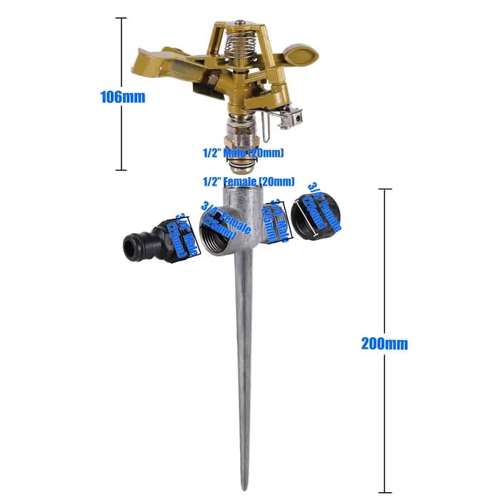 Arroseur à bascule rotatif à filetage mâle 1/2 ", arroseur à Impact réglable, buse d'arrosage pour p