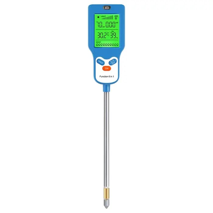Testeur de sol 6 en 1, fertilité du sol, PH, température, humidité, lumière du soleil, analyseur de 