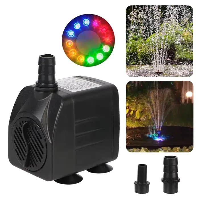Pour jardin Aquarium Aquarium oiseau bain fontaine pompe à eau avec 12 lumière LED Ultra-silencieux 