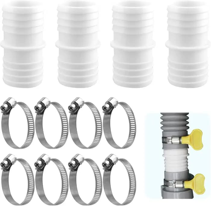 Connecteur de tuyau avec 8 colliers de serrage de 38mm, 4 pièces, adaptateur de connecteur de tuyau 