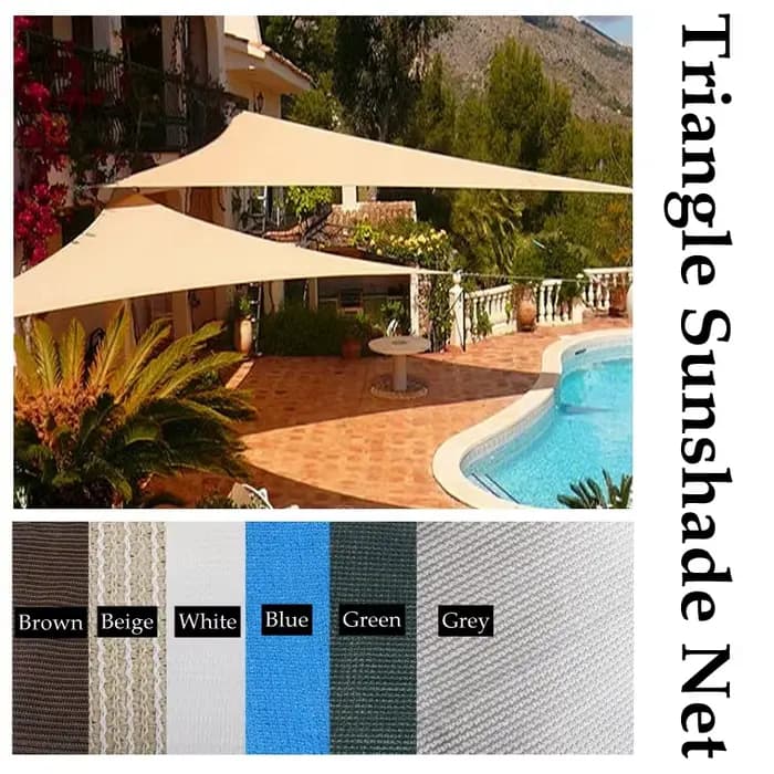 Filet pare-soleil triangulaire en tissus marron, ombrage 90% extérieur, Anti-UV, refroidissement, Ga