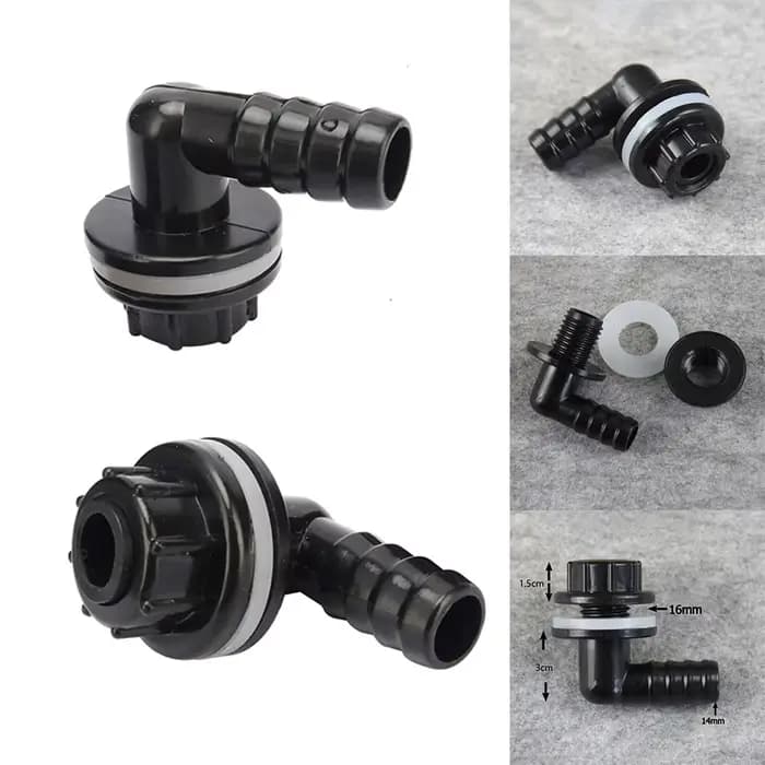Buse de tuyau de connecteur coudé de 3/8 "à 14mm, pour réservoir d'eau, Joints de tuyau d'aquarium, 
