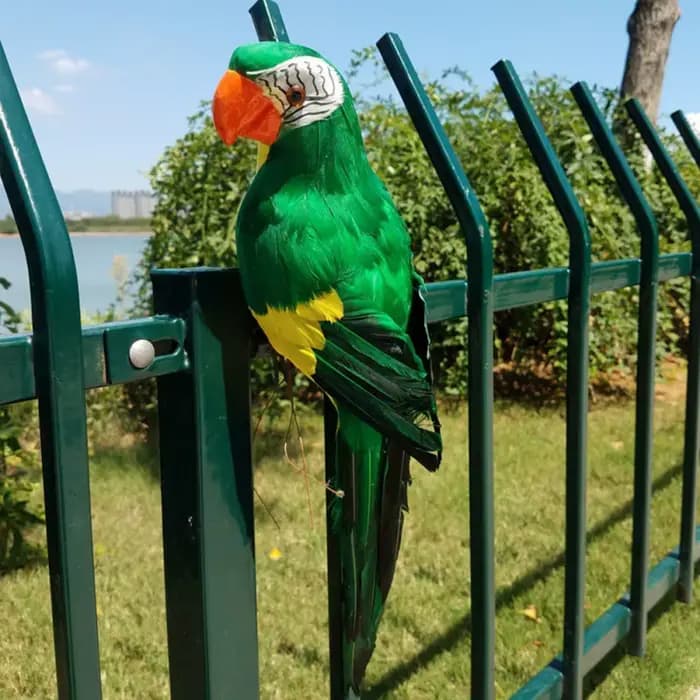 Figurine de perroquet de simulation faite à la main, ornement de pelouse créatif, plume d'oiseau ani