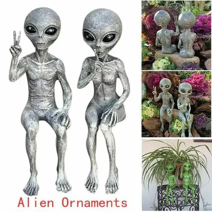 Statue de jardin en résine, ornements extraterrestres pour espace extérieur, décoration de maison, c