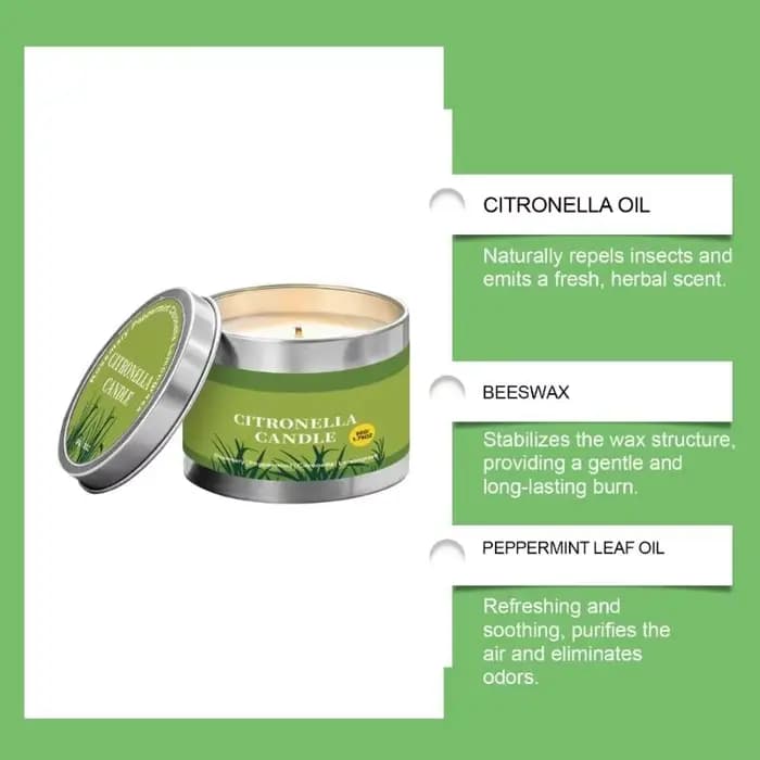 Bougie parfumée à citronnelle pour l'extérieur, bougie patio en cire soja pour arrière-cour, jardin,