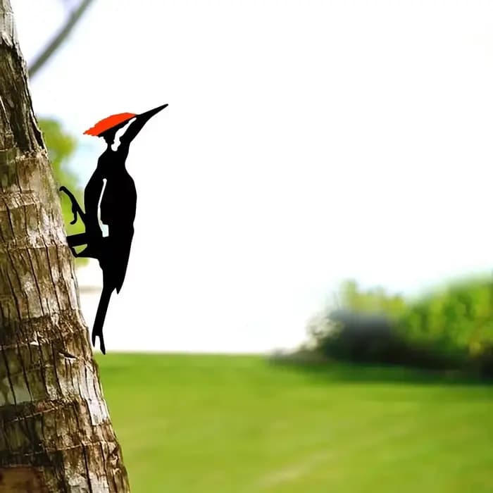 Silhouette de pic sur branche en acier, art mural en métal, décoration parfaite, piquet de calcul, s