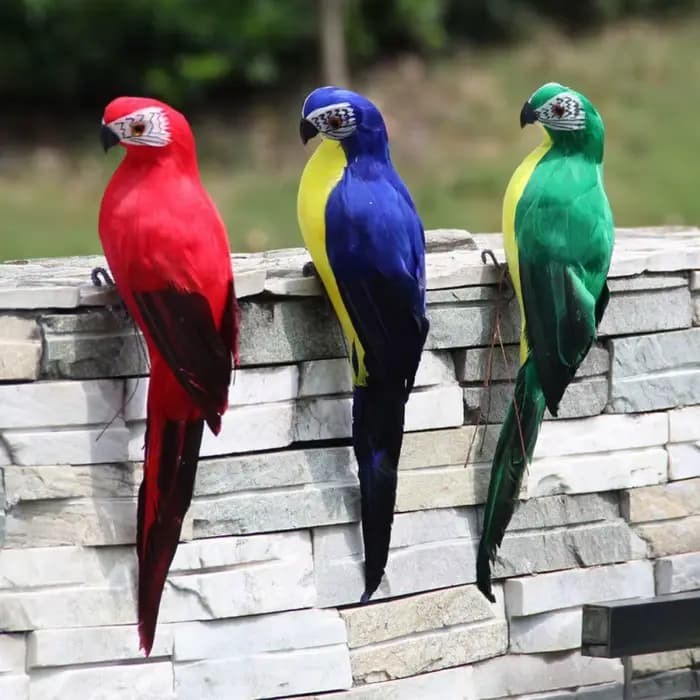 Figurine de perroquet de simulation faite à la main, ornement de pelouse créatif, plume d'oiseau ani