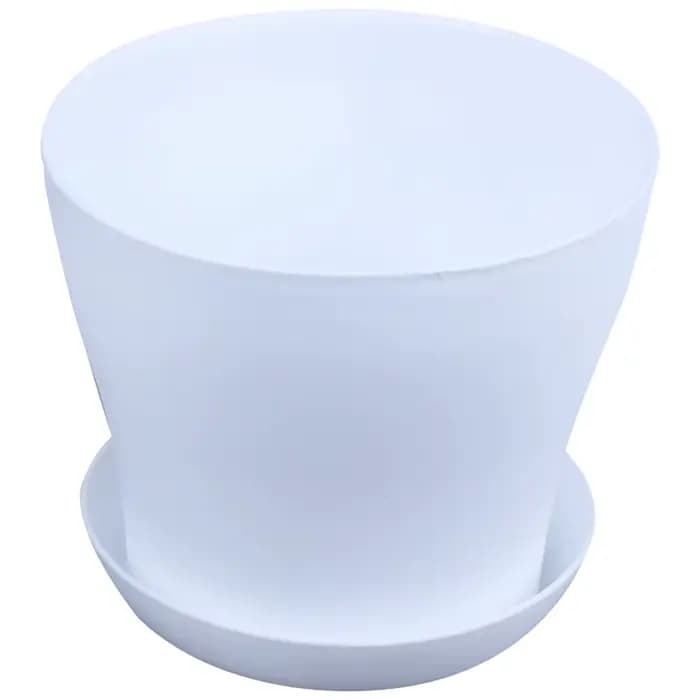 Pot de fleurs en plastique avec calibre supérieur blanc, jardinière ronde brillante, décoration de j