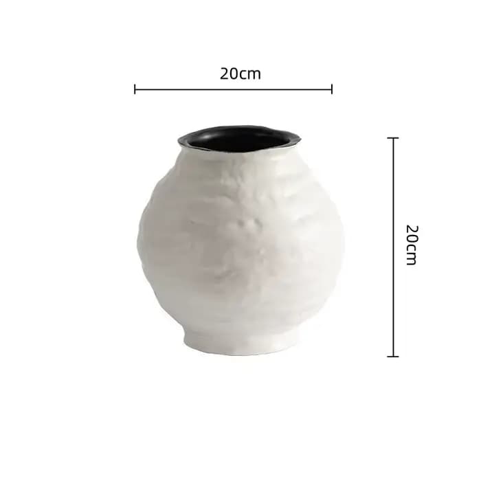 Vase en céramique blanc, pot en terre cuite rustique, vase à fleurs rétro, pot en céramique fait mai