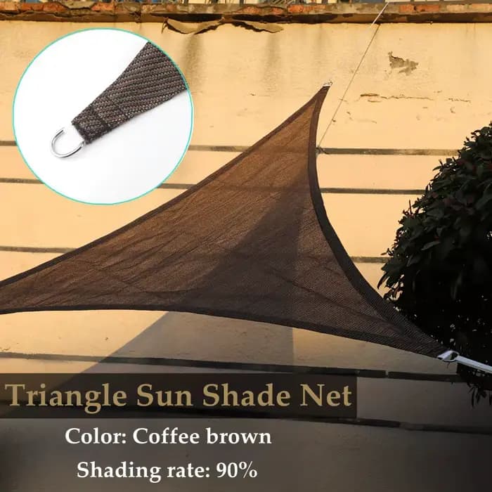 Filet pare-soleil triangulaire en tissus marron, ombrage 90% extérieur, Anti-UV, refroidissement, Ga