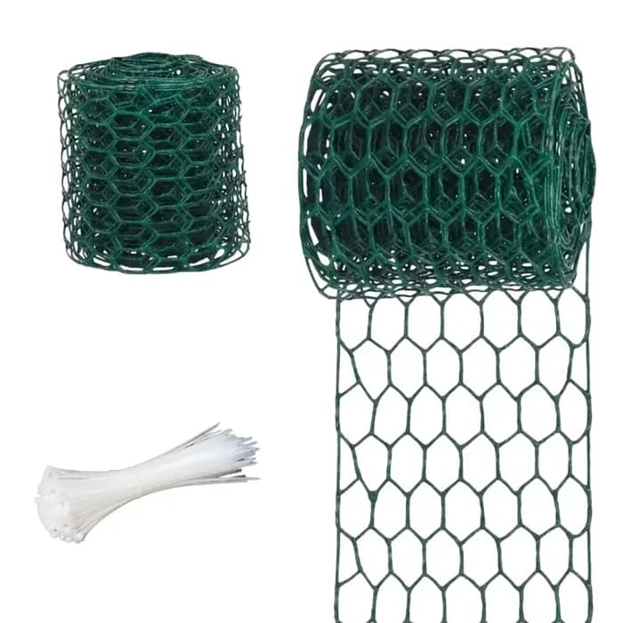Rouleau clôture pour zone fleurie 3 mètres x 10 avec fil fer vert attaches fixation pour bordure jar