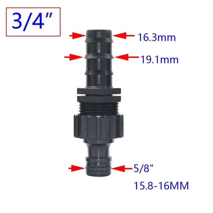 Connecteur rapide de tuyau d'eau barbelé 1/4 3/8 1/2 3/4 1 pouce, 4/7mm 8/11mm 16mm 20mm 25mm, 1 piè