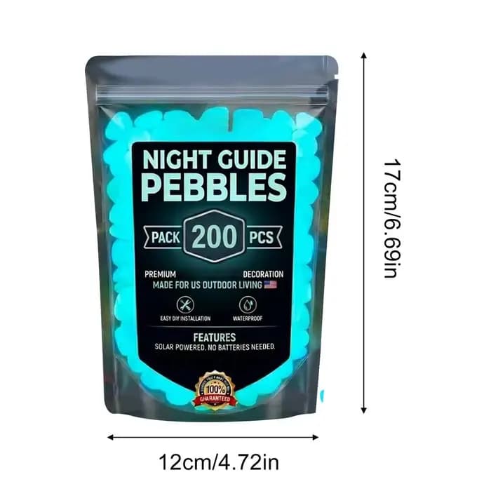 200 pièces de galets lumineux pour jardin, pierres lumineuses pour aménagement extérieur, galets pou