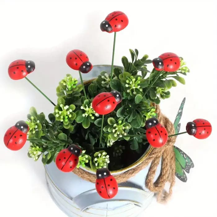Piquets de jardin décoratifs coccinelle en bois, 10 pièces, décoration de jardin, décor de cour exté