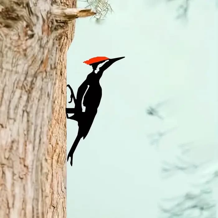 Silhouette de pic sur branche en acier, art mural en métal, décoration parfaite, piquet de calcul, s
