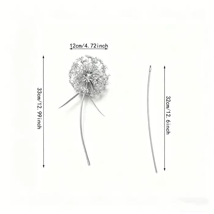 Décoration de jardin rustique en métal en forme de pissenlit, piquet floral en fer forgé argenté, sc