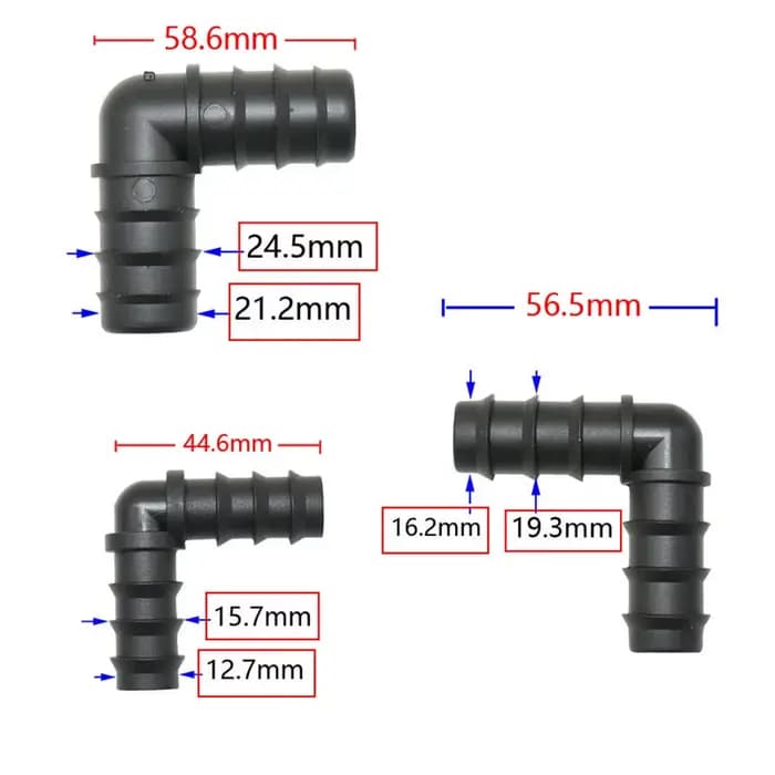 Joendoc4-Connecteur de tuyau d'irrigation goutte à goutte en PE, 16mm, 20mm, 25mm, coude en T, répar