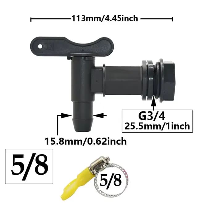 Adaptateur de robinet de réservoir IBC 3/4 ", filetage grossier S60 à 5/8", connecteur de tuyau, rac