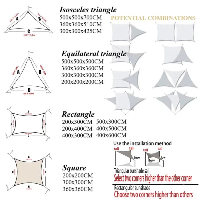 Voile d'ombrage beige, imperméable, pour jardin extérieur, Patio, fête, bloc UV 98%, auvent de prote