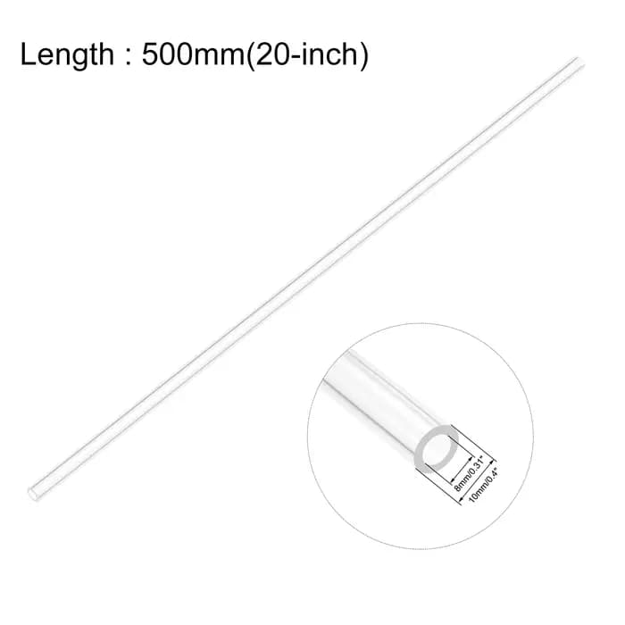 Tube acrylique transparent 50cm de longueur 6x8 8x10 10x12mm, 2 pièces, accessoires pour Aquarium, t