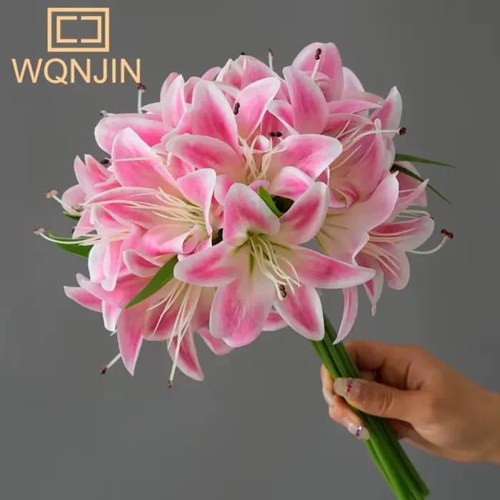 1 paquet de fleurs de Simulation, 20 têtes de lys pour la décoration de la maison, Table à manger, d