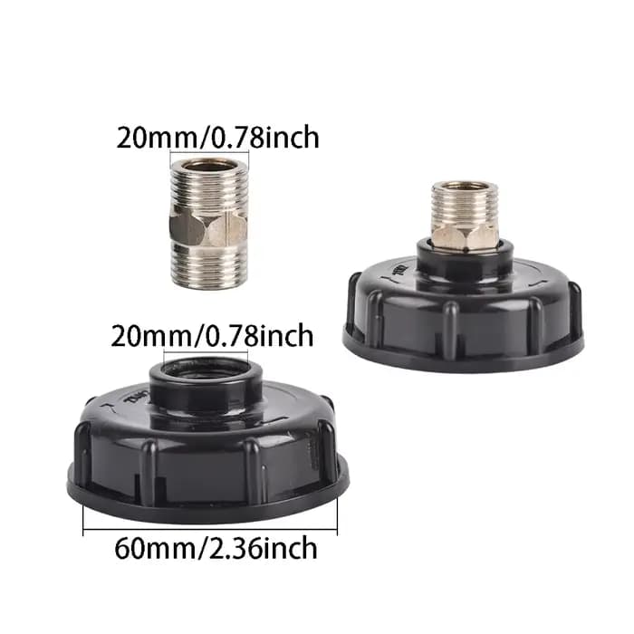 Adaptateur d'Eau IBC à Filetage Grossier S60x6, Précieux, 1/2 Pouces, 3/4 Pouces, Mâle Femelle, Sort