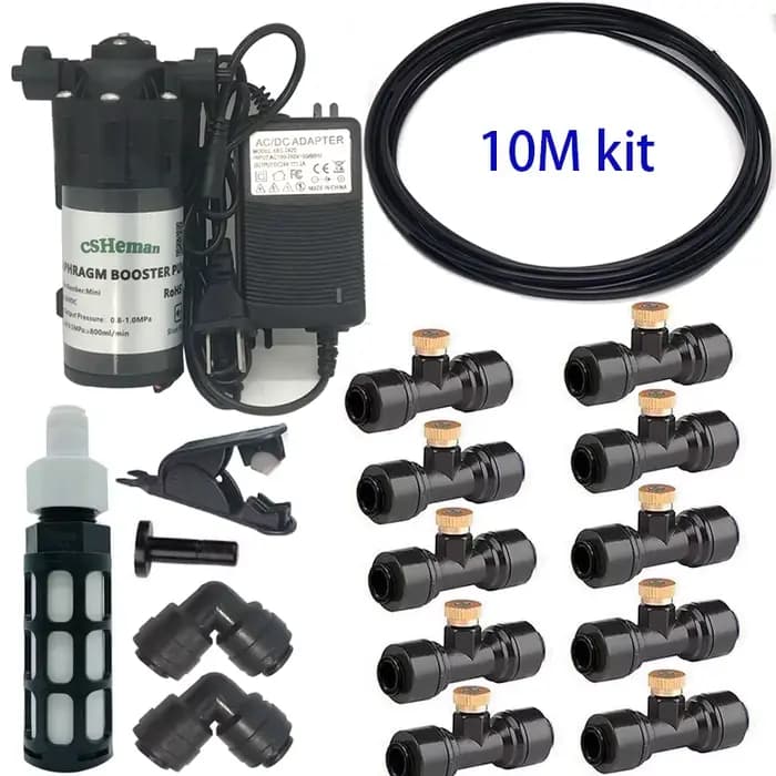 Kit de système de refroidissement par brumisation DIY6-20M, avec pompe à eau DC24V, buse de brouilla