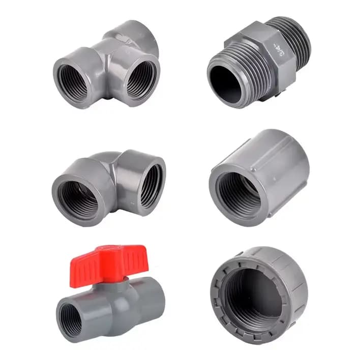 Connecteur à filetage femelle en PVC 1/2 3/4 1, 20/25/32mm, coude droit, adaptateur à 3 voies pour t