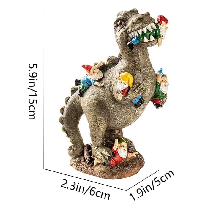 Statue de Gnome mangeant de jardin de dinosaure malheureux, Figurine en résine, meilleur décor artis