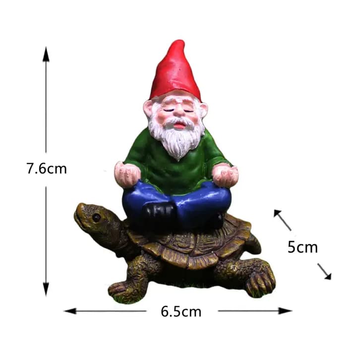 Statue de gnome de jardin peinte à la main, décoration de pelouse, tortue d'équitation, paysage, déc