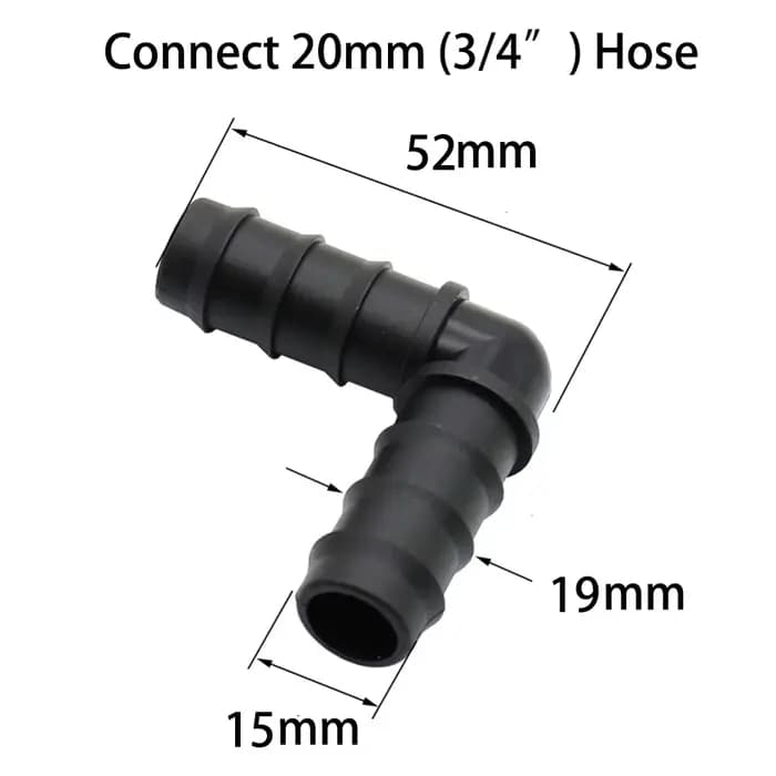Connecteur barbelé résistant pour micro d'argile, coude 90, tuyau PE, tube goutte à goutte, raccord 