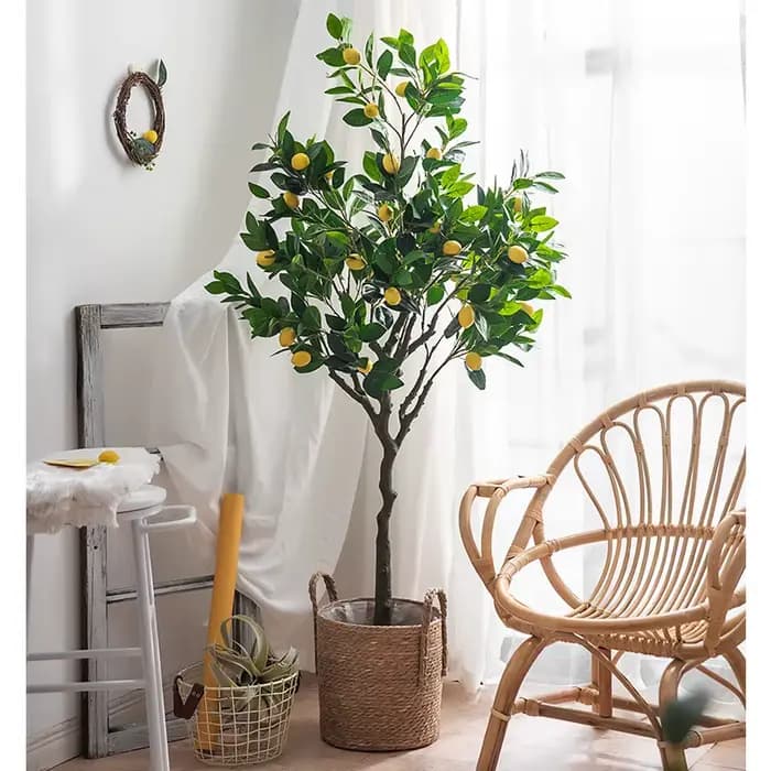 Bonsaï ornemental en plastique, plante de fausse fruits décorative pour la maison, citron artificiel
