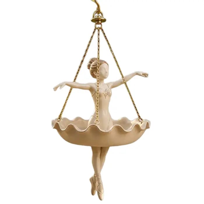Pot de fleurs suspendu décoratif en résine, porte-plante fantaisie en forme de ballerine pour extéri