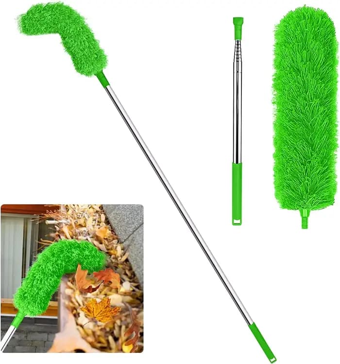 Brosse de nettoyage de gouttière de vidange, outil de toit avec tige télescopique télescopique de 2.