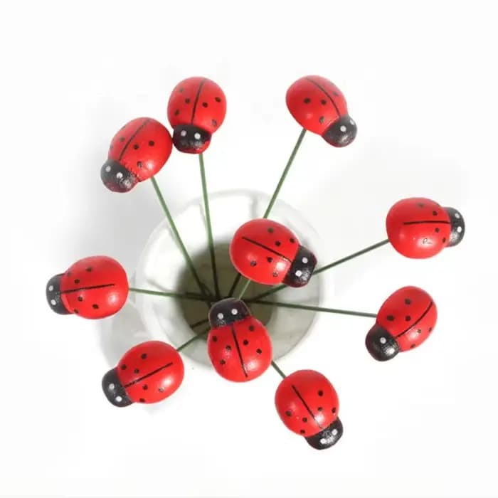 Piquets de jardin décoratifs coccinelle en bois, 10 pièces, décoration de jardin, décor de cour exté