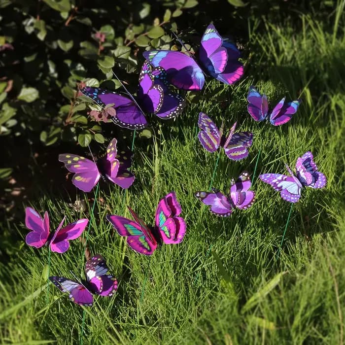 Grand jardinière de jardin papillon colorée, 10 pièces, piquets de papillon 3D imperméables, décorat